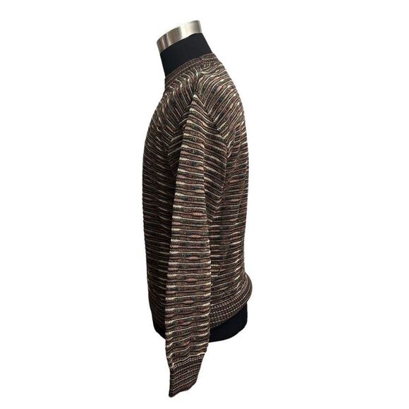 TOSCANO Made In Italy Brown‎ Textured Stripe Crew Neck Sweater size small - Picture 4 of 9